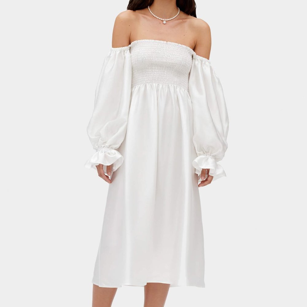 Sleeper Atlanta Silk Dress in White Medium